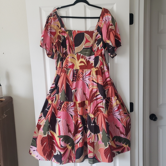 Crystal Sky 2XL Floral Puff Cotton Sleeve Dress Safari Colorful Tropical #48 - Picture 2 of 9